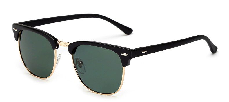 Ochelari de soare Clubmaster Retro Albastru inchis cu Verde Polarizati